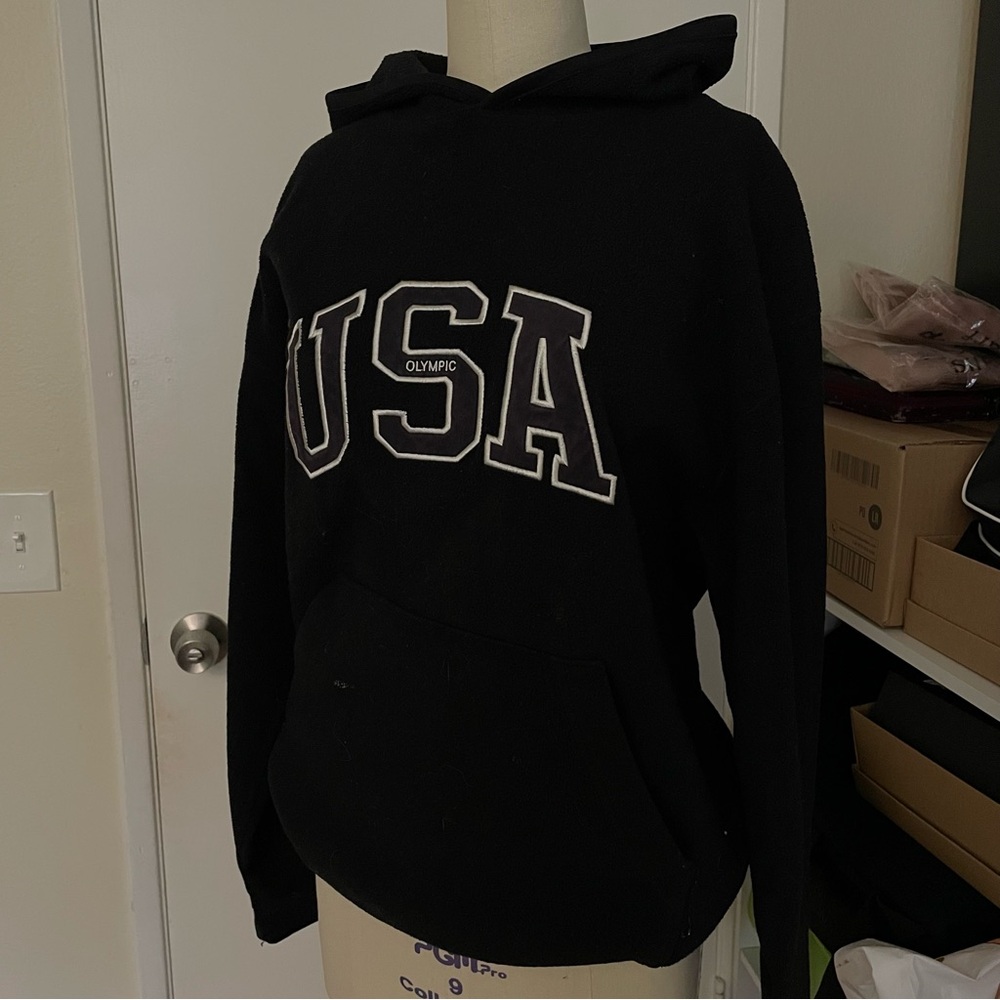 Vintage 90s USA Olympic black fleece hoodie